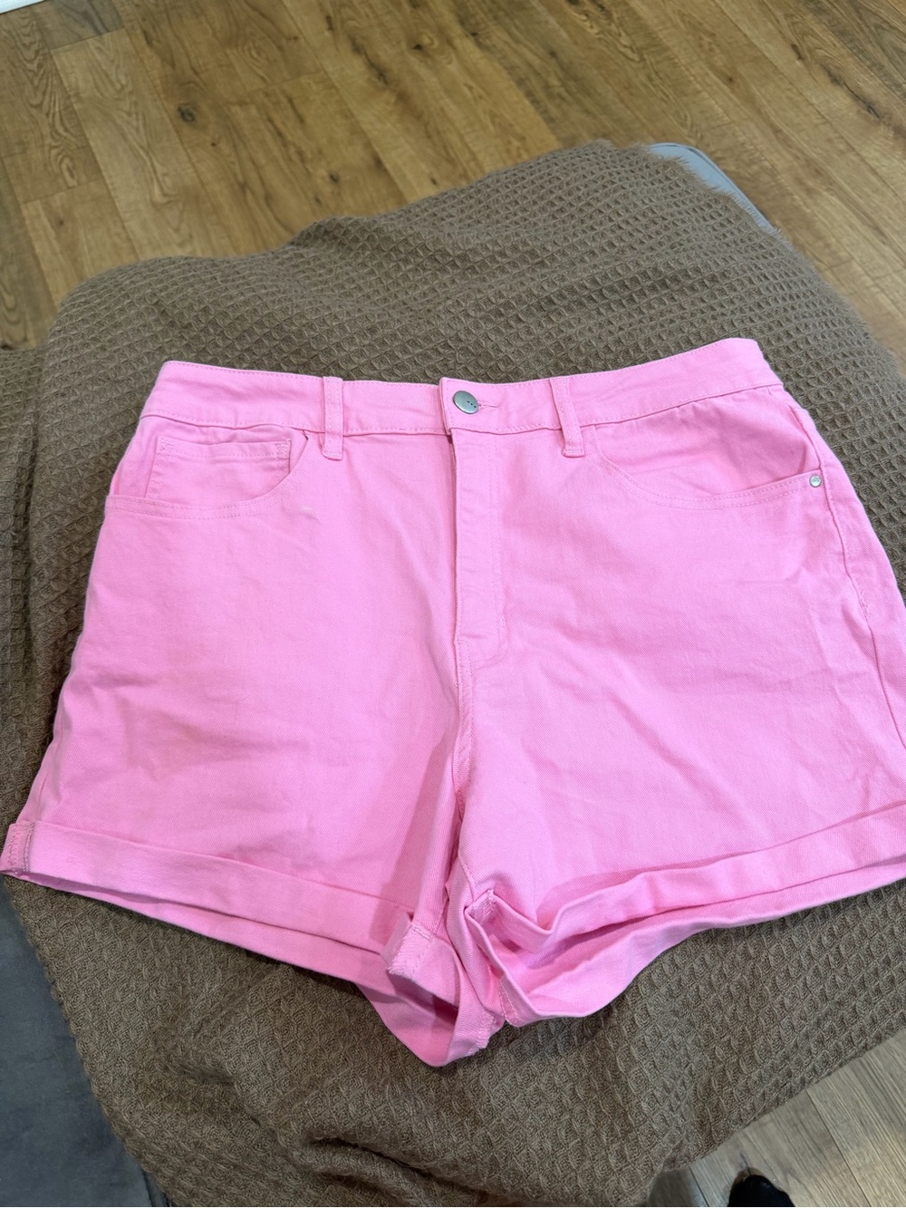 Francesca's Collections Pink High Waist Denim Shorts